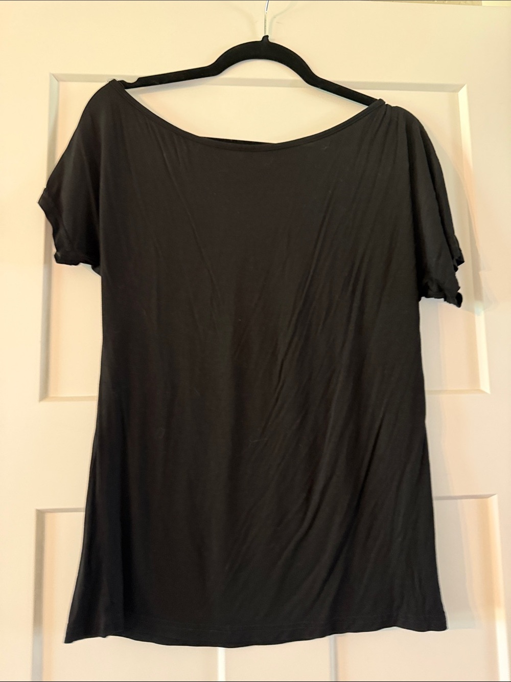 Classic Women's Black Short-Sleeve Boatneck Top